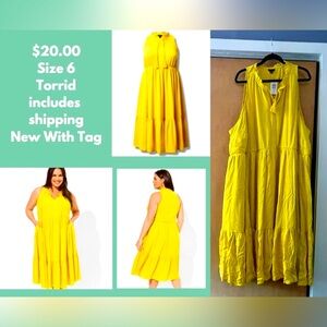 Torrid yellow dress, New size 6